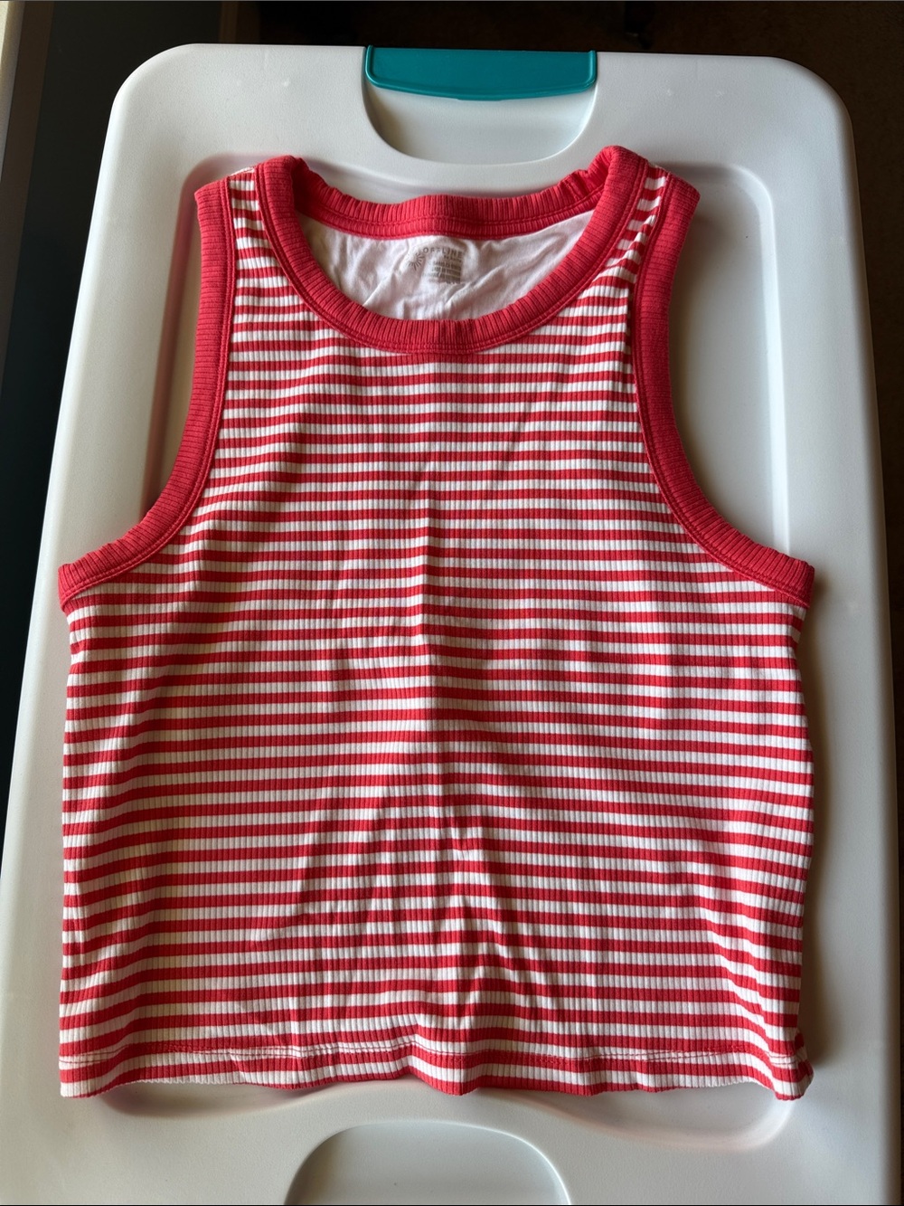 Aerie Offline Striped Athletic Cropped Tank Top Built in Shelf Bra